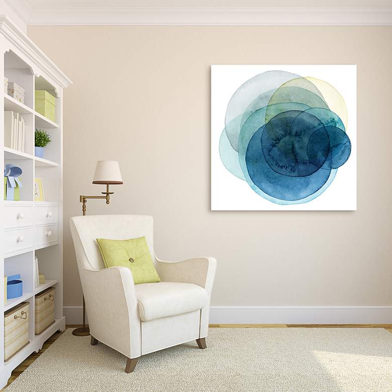 Image 1 Evolving Planets I 38" Square Tempered Glass Wall Art in scene