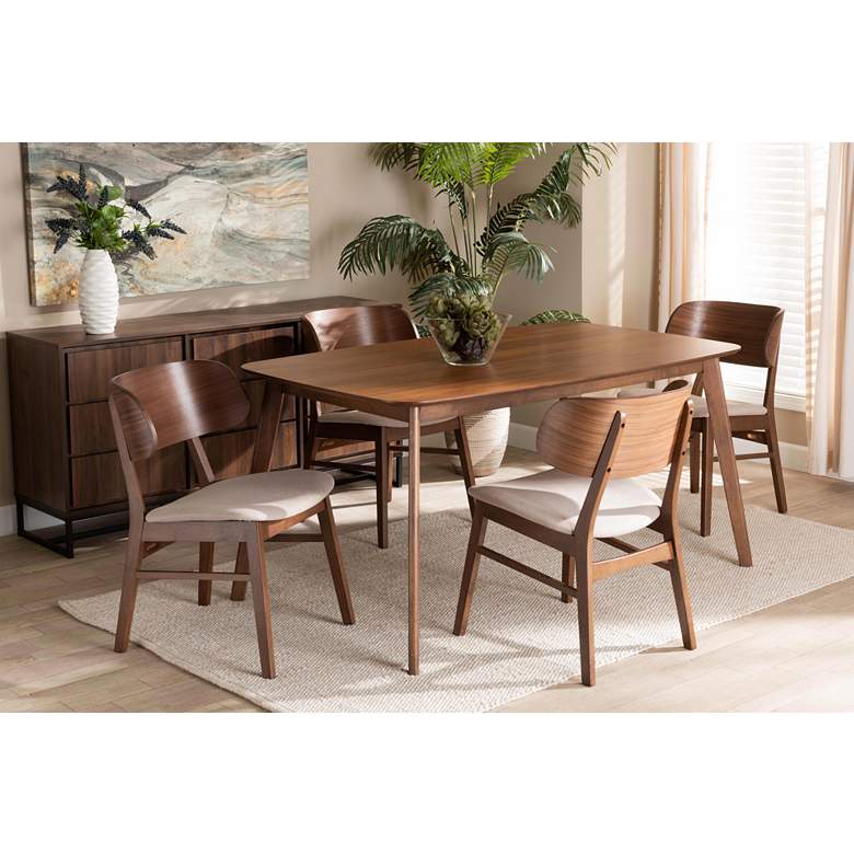 Image 1 Baxton Studio Alston Beige Faux Leather 5-Piece Dining Set in scene