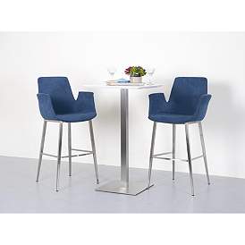 Image1 of Elodie 23 3/4" Wide Matte White Brushed Steel Bar Table in scene