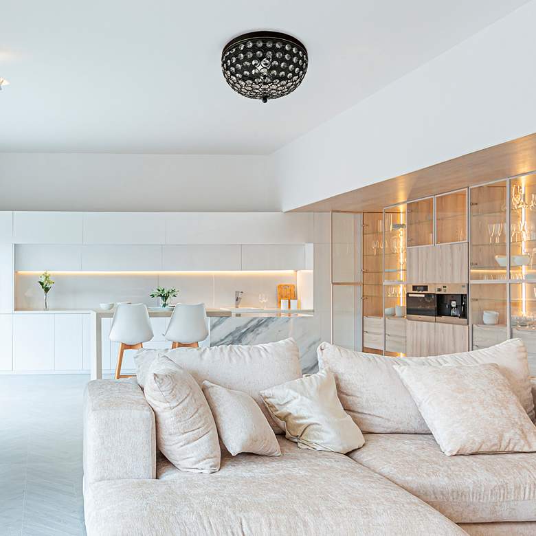 Image 1 Kali 13" Wide Bronze Crystal 2-Light Ceiling Lights Set of 2 in scene