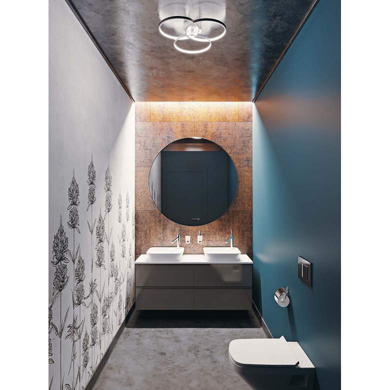 Image 1 AFX Orion 15.75" Wide Black Finish LED Modern Ring Ceiling Light in scene