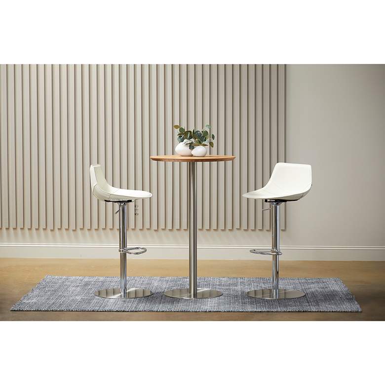 Image 1 Cookie 25 1/2" Wide Walnut Veneered Brushed Steel Bar Table in scene