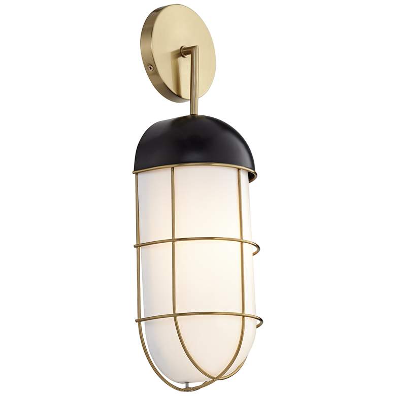 Image 1 70A04 - 15 inch Brass ADA Sconce with Acrylic Shade and Black Details