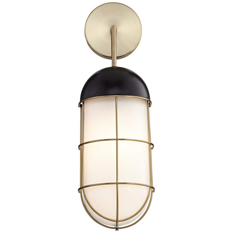 Image 2 70A04 - 15 inch Brass ADA Sconce with Acrylic Shade and Black Details more views