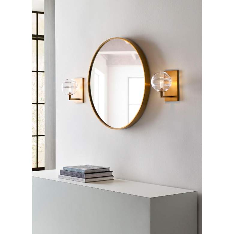 Image 1 Sedona 9" High Aged Brass with Clear Glass Wall Sconce in scene