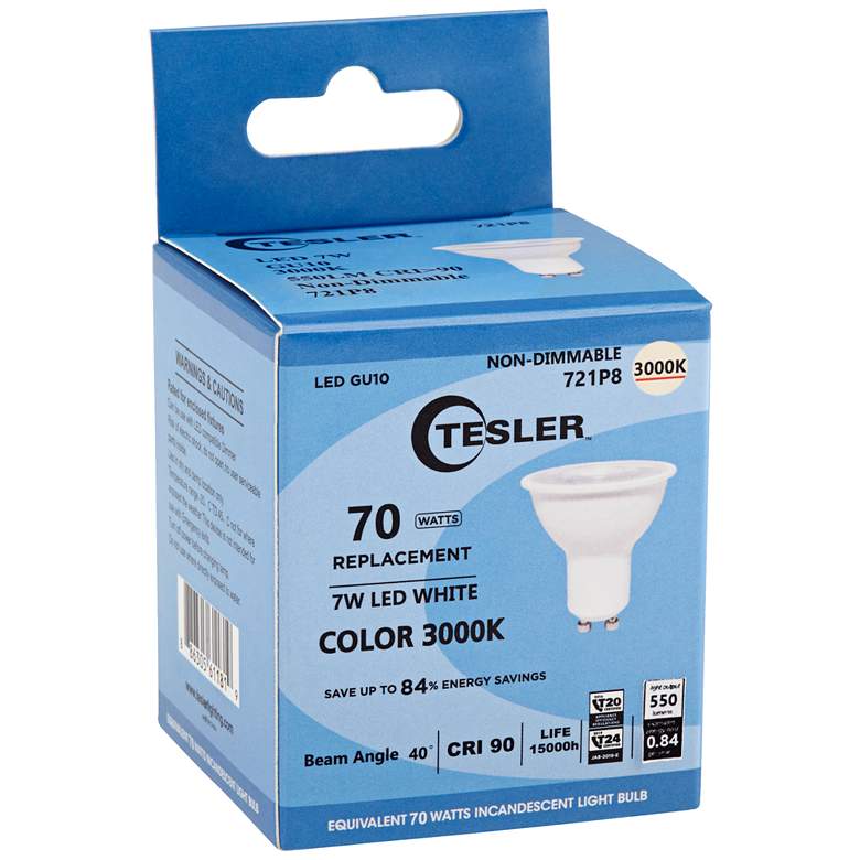 Image 2 70W Equivalent Tesler White 7W LED Non-Dimmable GU10 Bulb more views