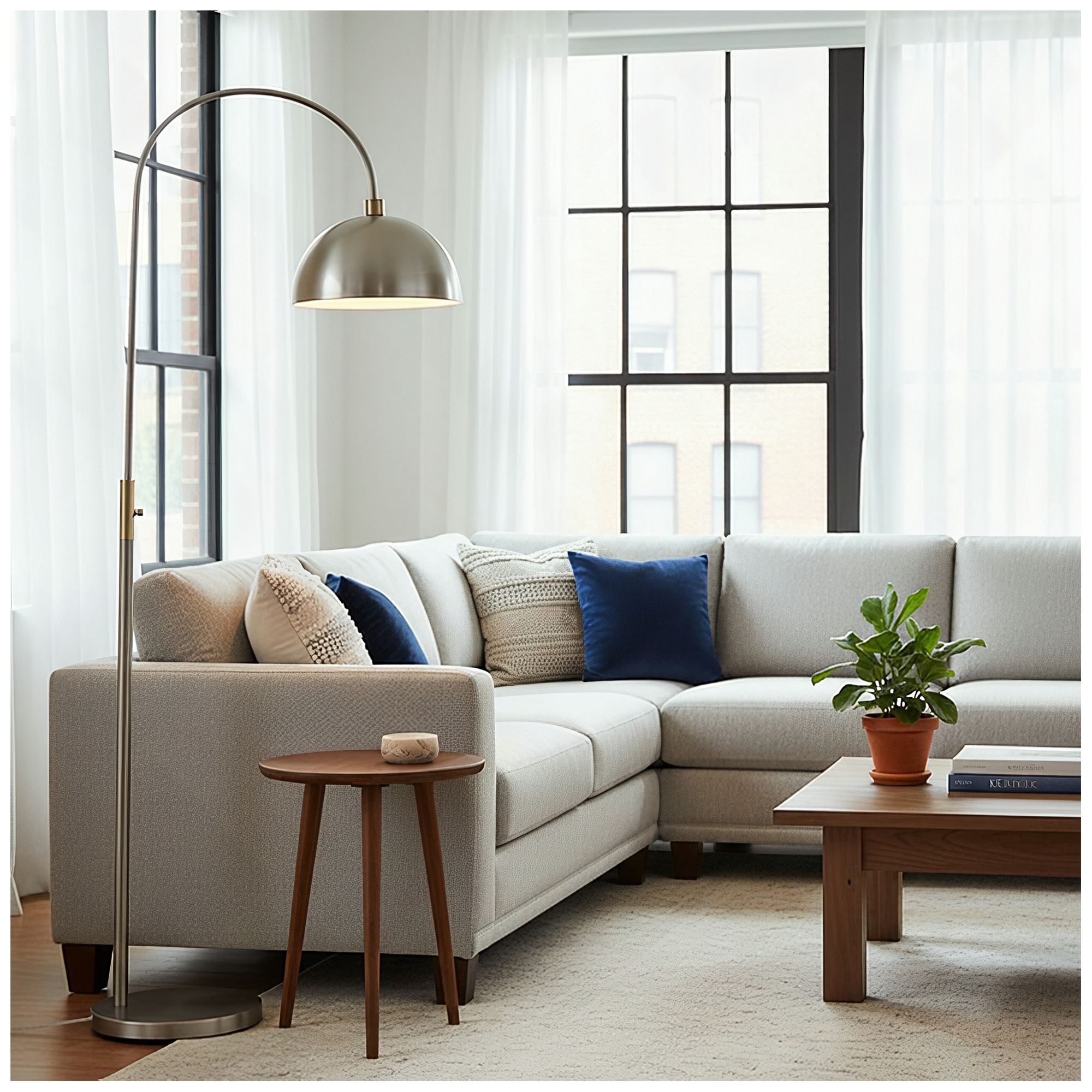 Thumbnail3 of 71.5" Polished Brass and Silver Dome Floor Lamp with Metal Shade more views