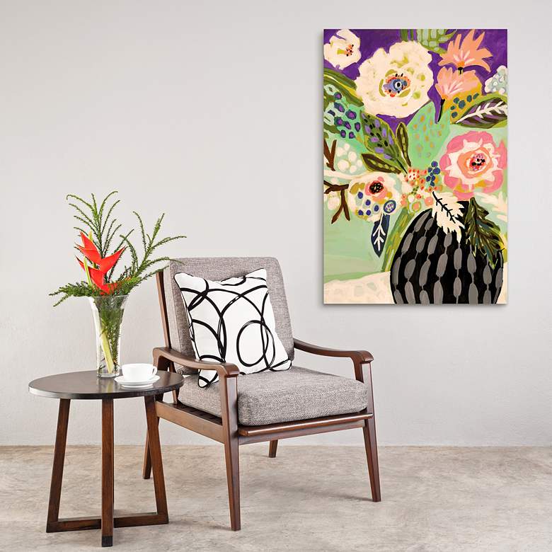 Image 1 Fresh Flowers in Vase I 48" High Tempered Glass Wall Art in scene