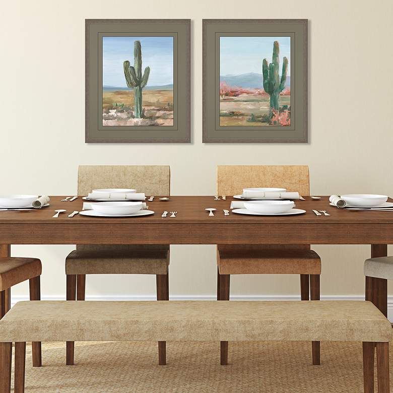 Image 1 Cactus Study 28 inch High 2-Piece Giclee Framed Wall Art Set in scene