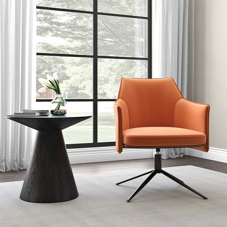 Image 1 Wesley 23 1/2"W Ash Veneered Matte Black Round Side Table in scene