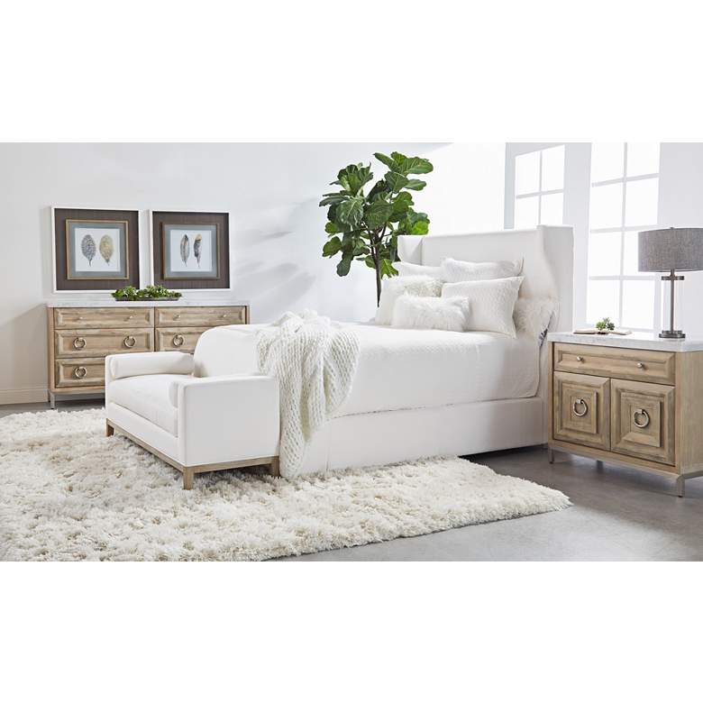 Image 1 Keaton 63" Wide Peyton Pearl LiveSmart Fabric Accent Bench in scene