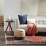 Thumbnail1 of Jaipur Oliana Blue and Beige Ombre Cylinder Pouf Ottoman in scene