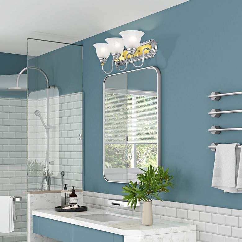 Image 1 Belmont 24"W Polished Chrome and Brass 3-Light Bath Light in scene