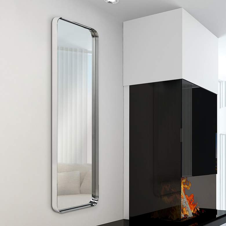 Image 1 Ultra Polished Silver 18" x 48" Rectangular Wall Mirror in scene