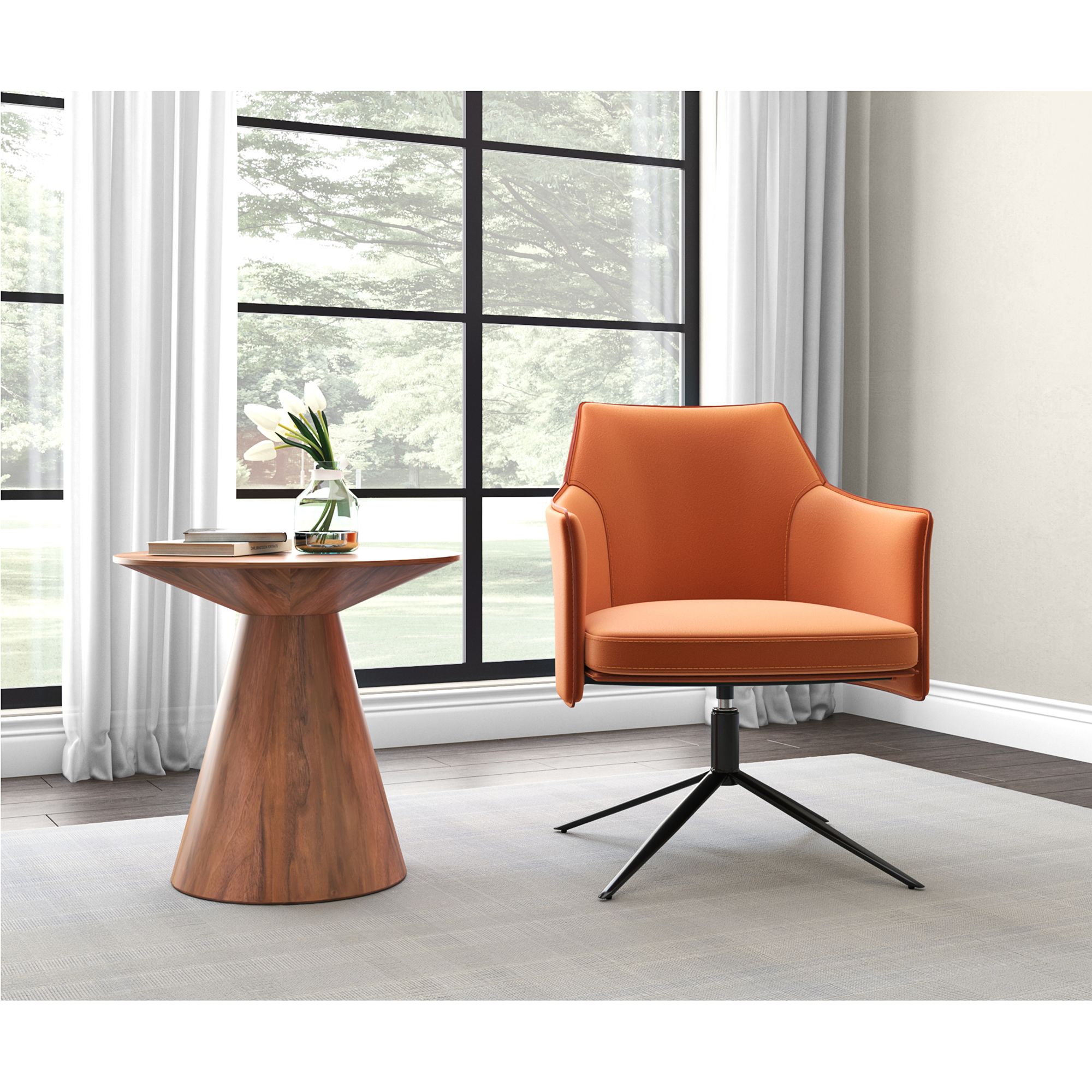 Image 1 Wesley 23 1/2" Wide Walnut Veneered Wood Round Side Table in scene