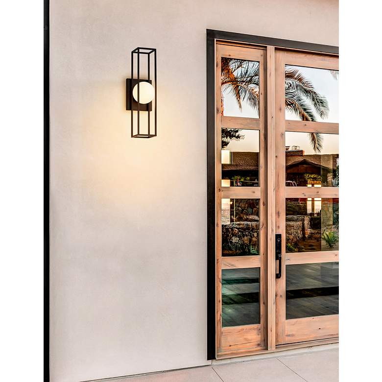 Image 1 Float 18"H Matte Black LED Indoor/Outdoor Wall Sconce in scene