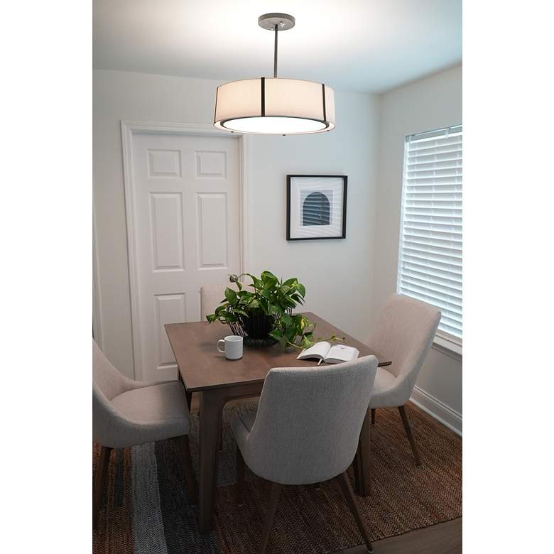 Image 1 Crystorama Fulton 24" Wide Black Drum Pendant Light in scene