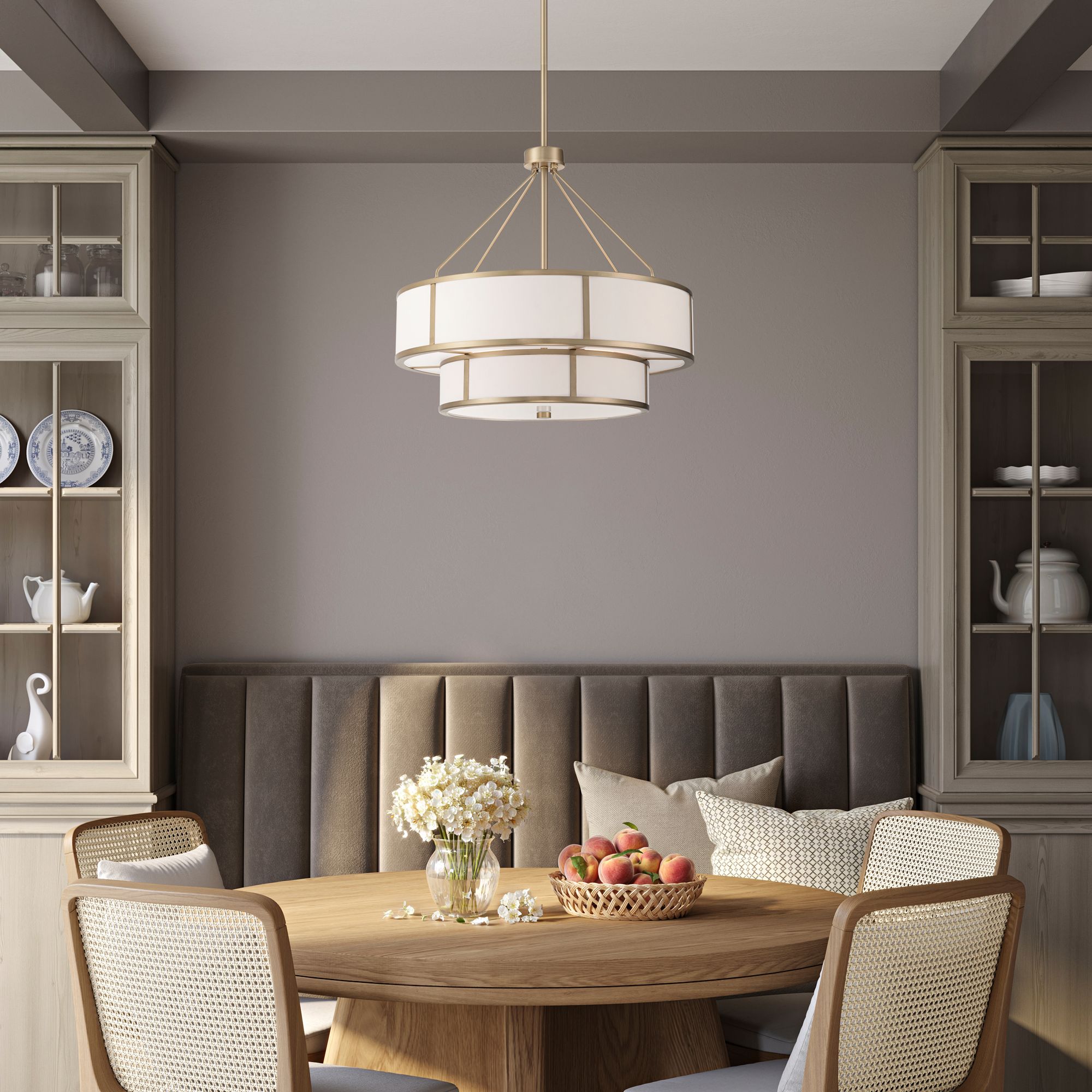 Image 1 Possini Euro Zilina 19 1/2" Wide Matte Brass 2-Tier 4-Light Chandelier in scene