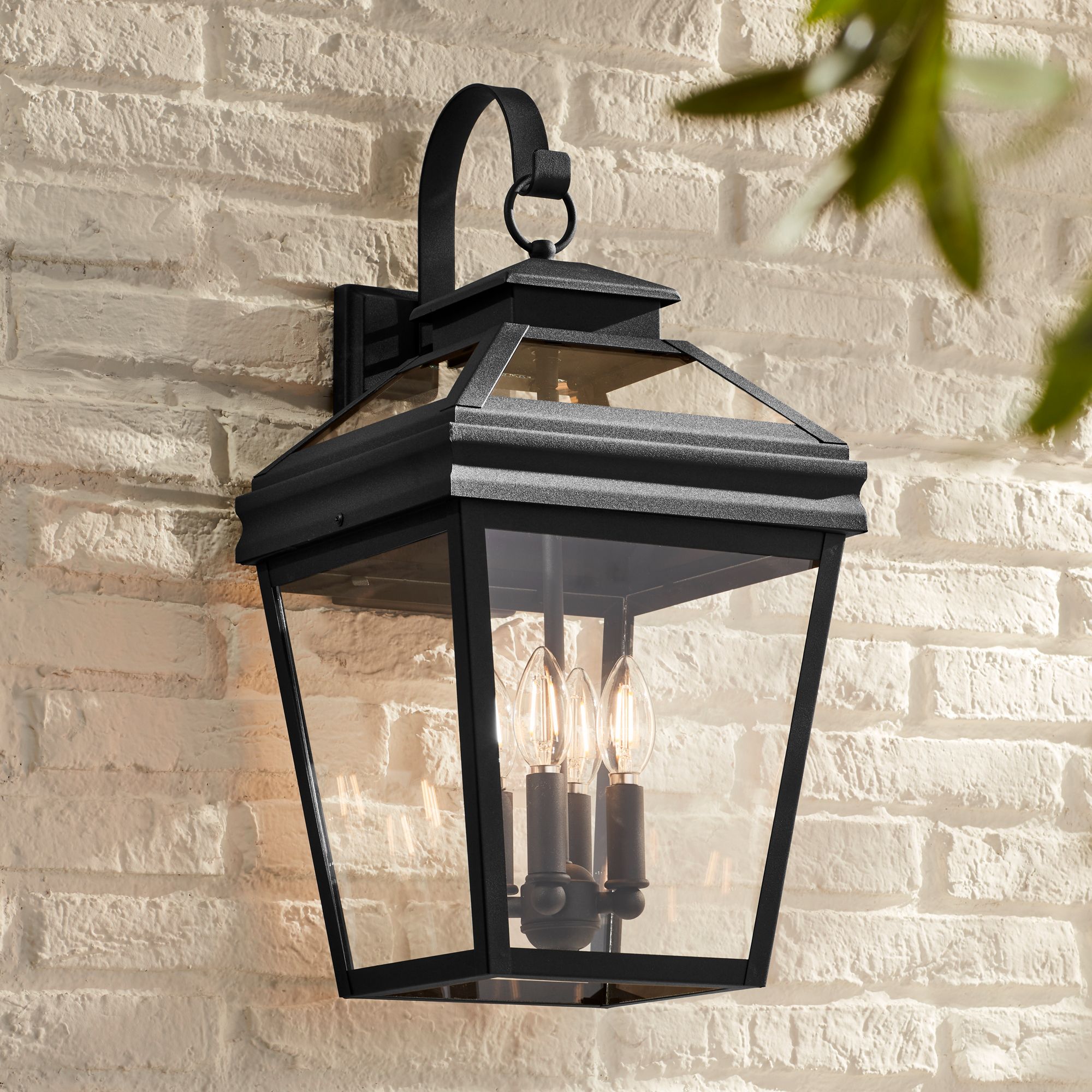 Image 1 John Timberland Stratton Street 22" Black Outdoor Lantern Wall Light in scene