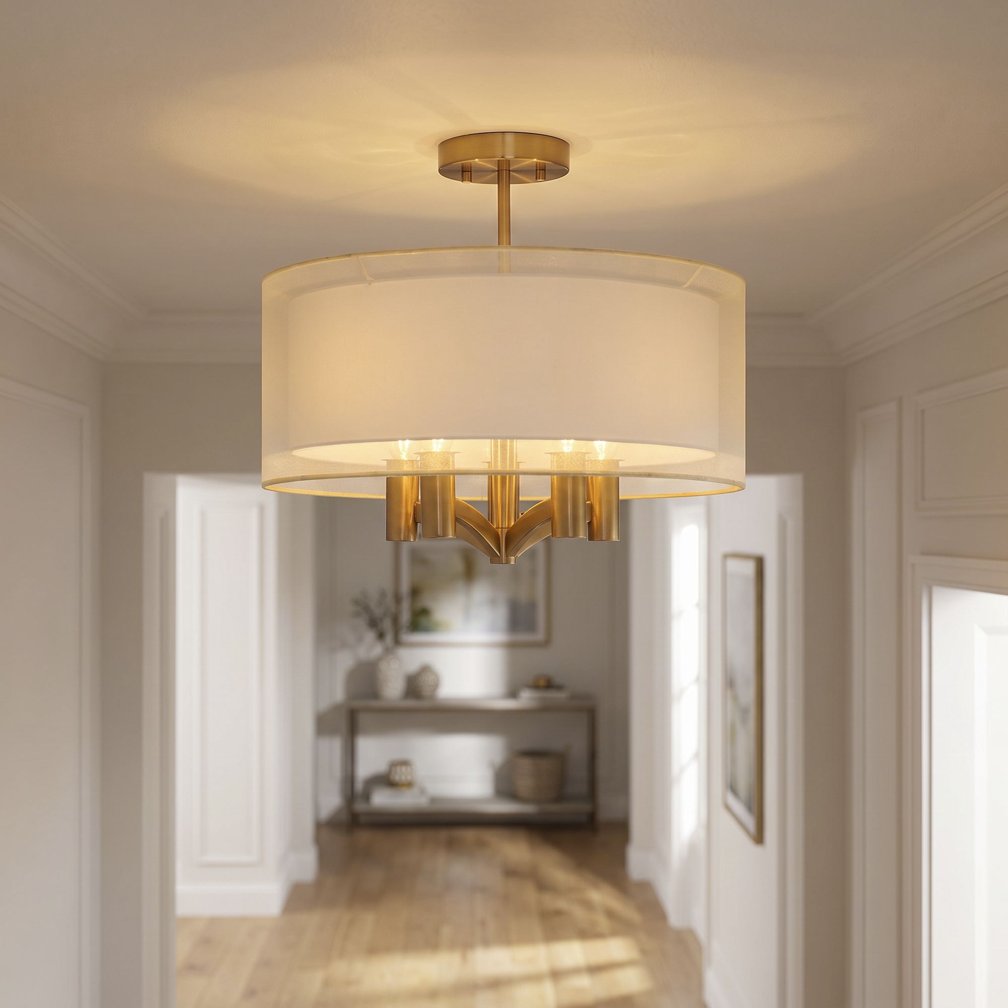 Thumbnail1 of Possini Euro Caliari 18" Wide Warm Brass 5-Light Ceiling Light in scene