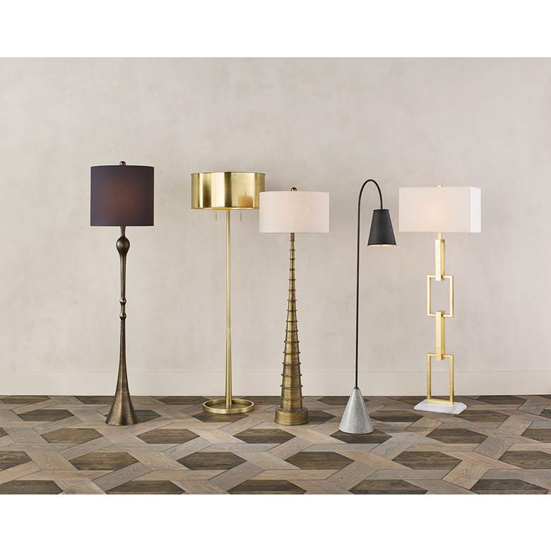 Image 1 Currey & Company Lotz 65" Metal and Concrete Modern Arc Floor Lamp in scene