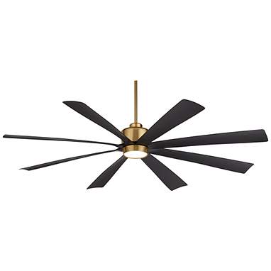 72" Casa Grande Brass and Black LED Large Ceiling Fan with Remote