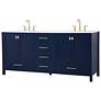 2_72 in. Blue Double Sink Bathroom Vanity w/ White Calacatta Quartz Top