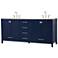 72 in. Blue Double Sink Bathroom Vanity w/ White Calacatta Quartz Top