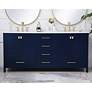 1_72 in. Blue Double Sink Bathroom Vanity w/ White Calacatta Quartz Top