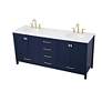 3_72 in. Blue Double Sink Bathroom Vanity w/ White Calacatta Quartz Top more views