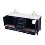 4_72 in. Blue Double Sink Bathroom Vanity w/ White Calacatta Quartz Top more views