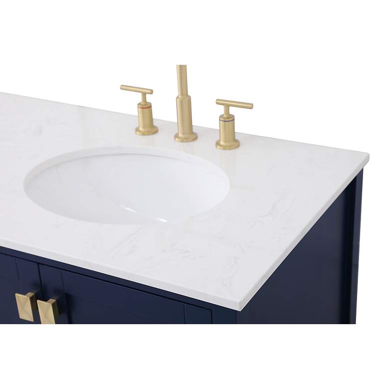 Image 5 72 in. Blue Double Sink Bathroom Vanity w/ White Calacatta Quartz Top more views