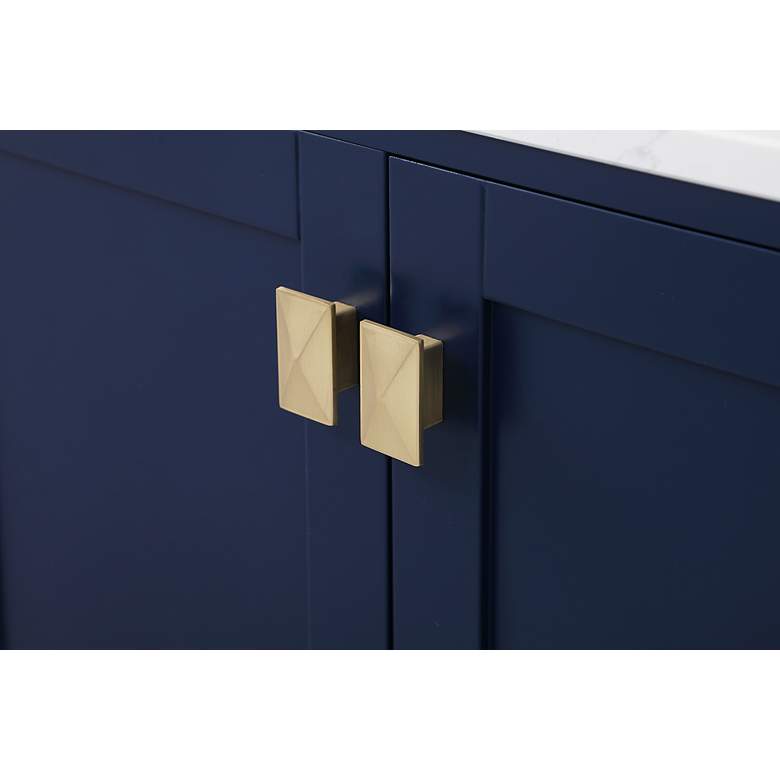 Image 7 72 in. Blue Double Sink Bathroom Vanity w/ White Calacatta Quartz Top more views