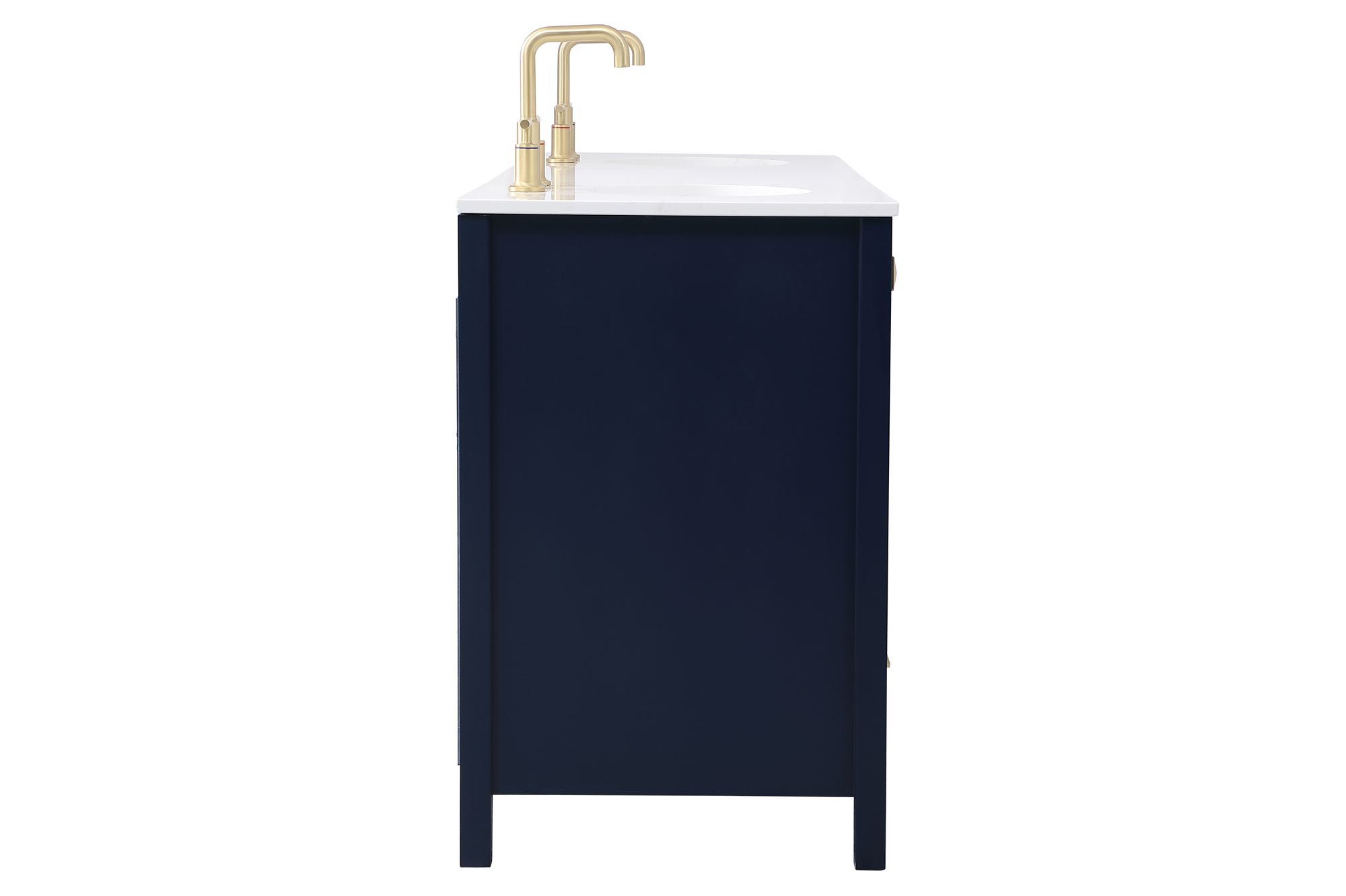 72 in. Blue Double Sink Bathroom Vanity w/ White Calacatta Quartz Top