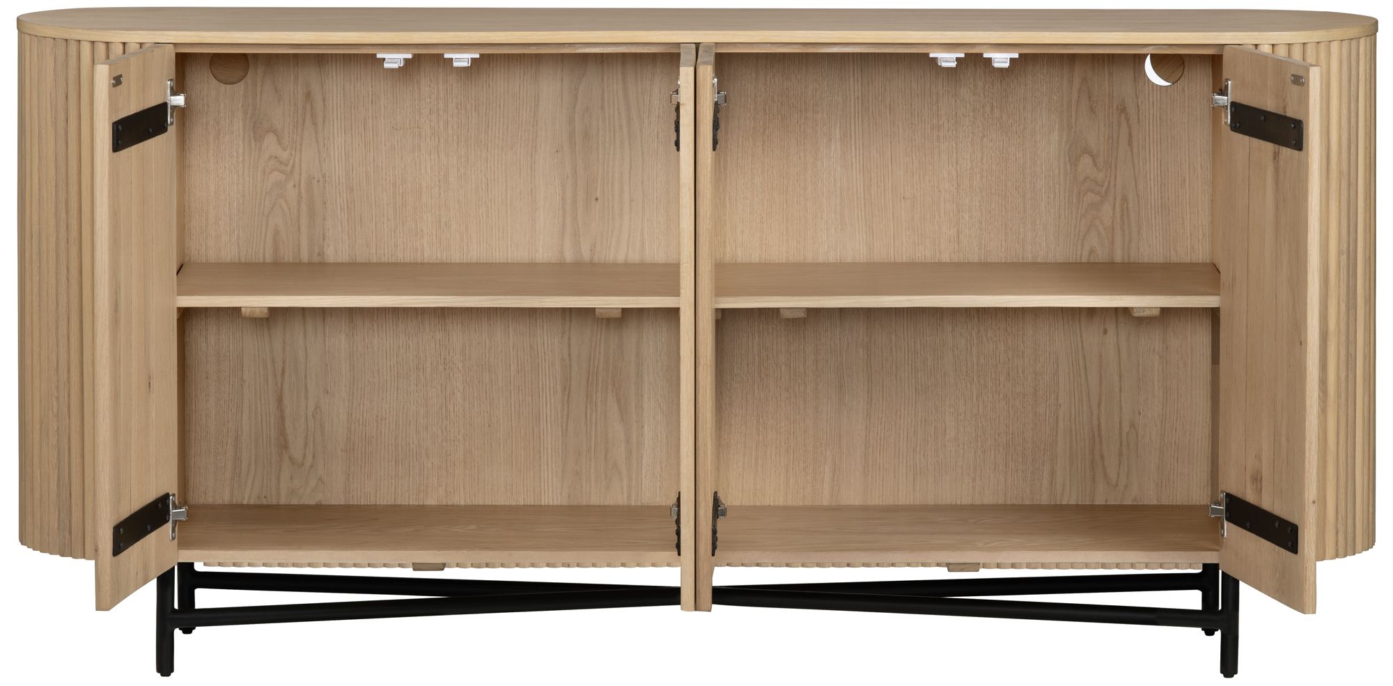 Image 3 72 in. Brown Solid Wood 4 Door Media Credenza_Sideboard more views