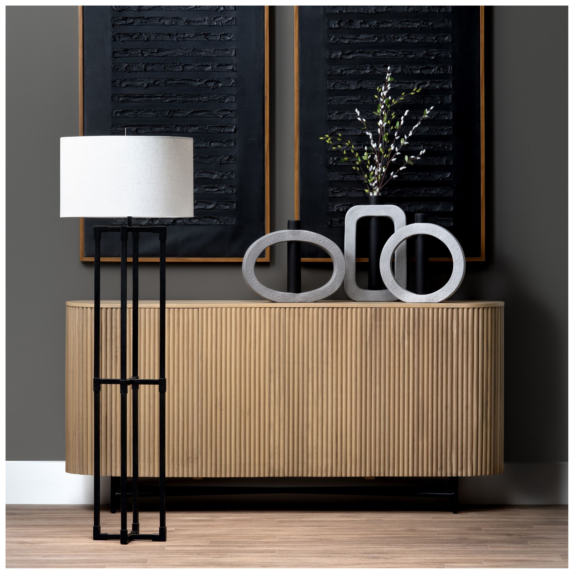 Image 5 72 in. Brown Solid Wood 4 Door Media Credenza_Sideboard more views