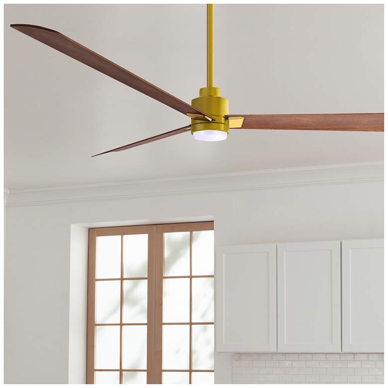 Image 1 72 inch Alessandra Brushed Brass and Walnut LED Ceiling Fan