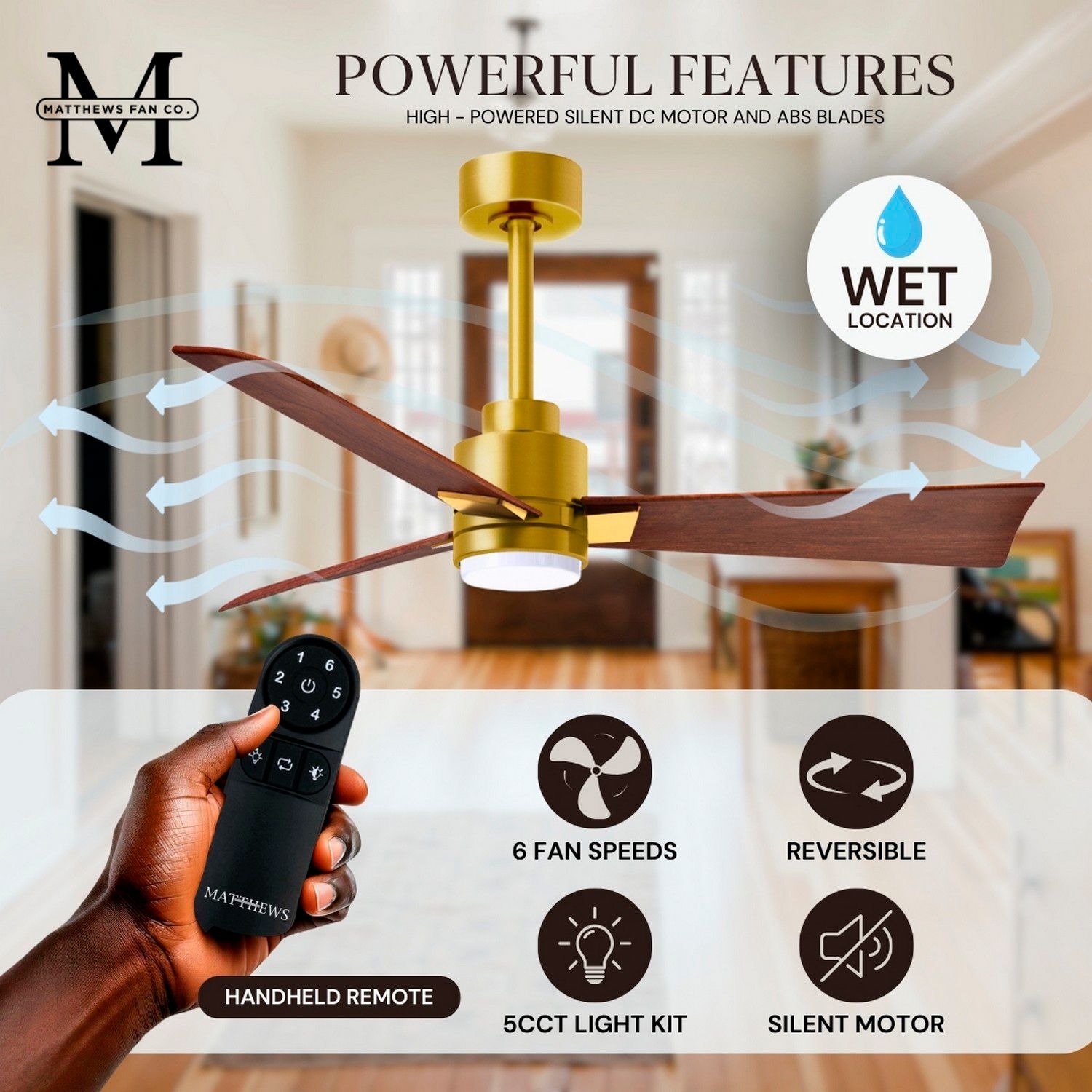 72" Alessandra Brushed Brass and Walnut LED Ceiling Fan