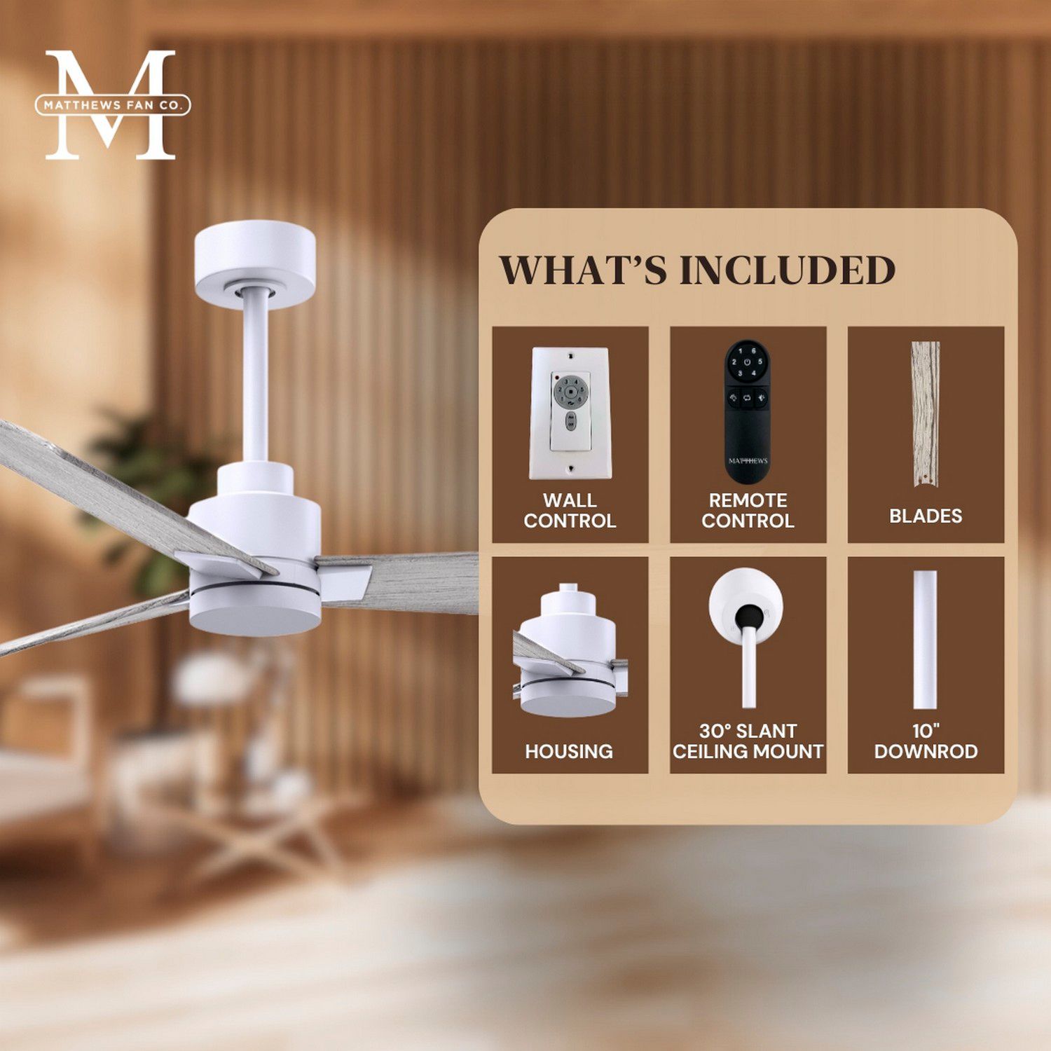 72" Alessandra Matte White and Barnwood Ceiling Fan