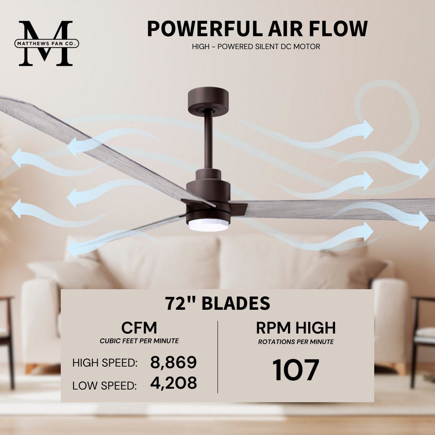 72" Alessandra Textured Bronze and Barnwood LED Ceiling Fan