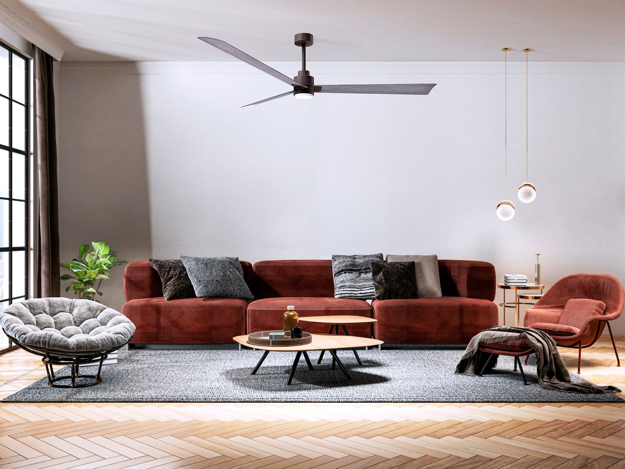 Image 3 72" Alessandra Textured Bronze and Barnwood LED Ceiling Fan more views