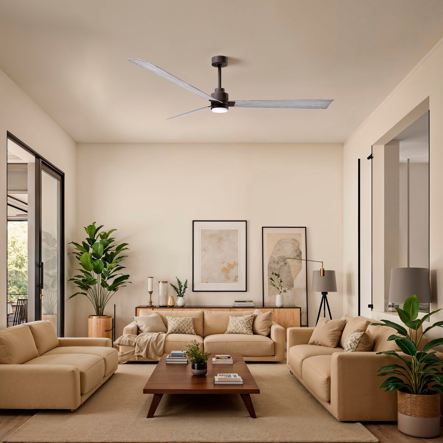 Image 5 72" Alessandra Textured Bronze and Barnwood LED Ceiling Fan more views