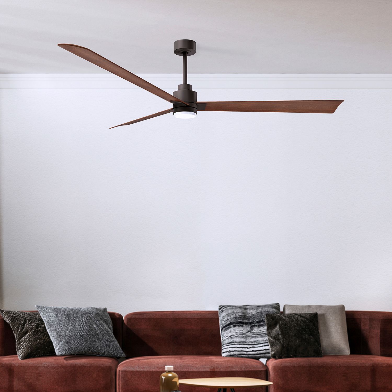 72" Alessandra Textured Bronze and Walnut LED Ceiling Fan