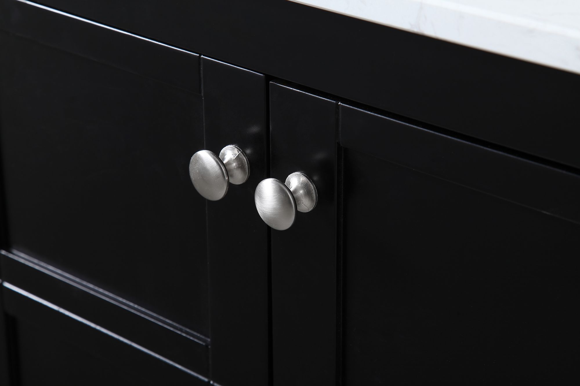 72-Inch Black Double Sink Bathroom Vanity With White Calacatta Quartz Top