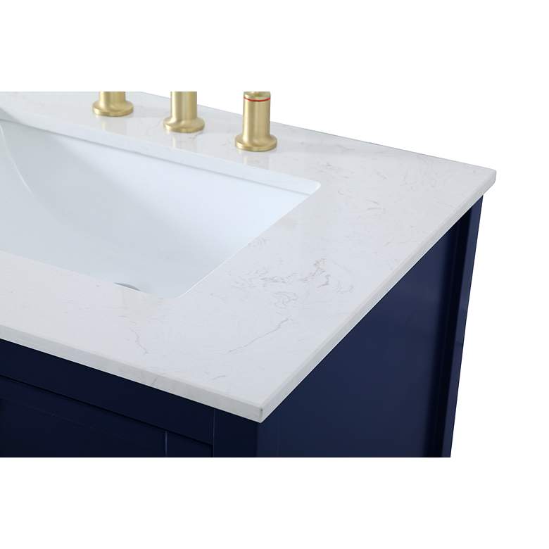 Image 6 72-Inch Blue Double Sink Bathroom Vanity With White Calacatta Quartz Top more views
