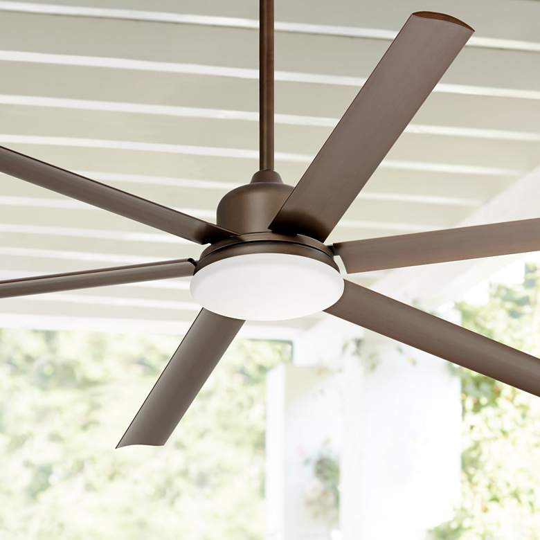 Image 1 72 inch Casa Arcade Bronze Damp Rated LED Large Ceiling Fan with Remote