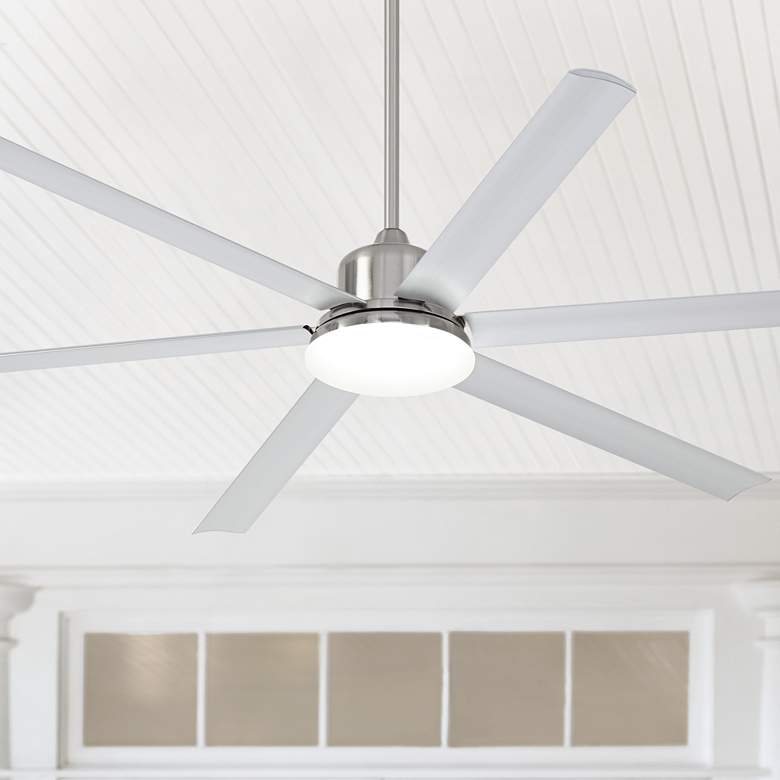 Image 1 72 inch Casa Arcade Brushed Nickel LED Damp Rated Large Fan with Remote