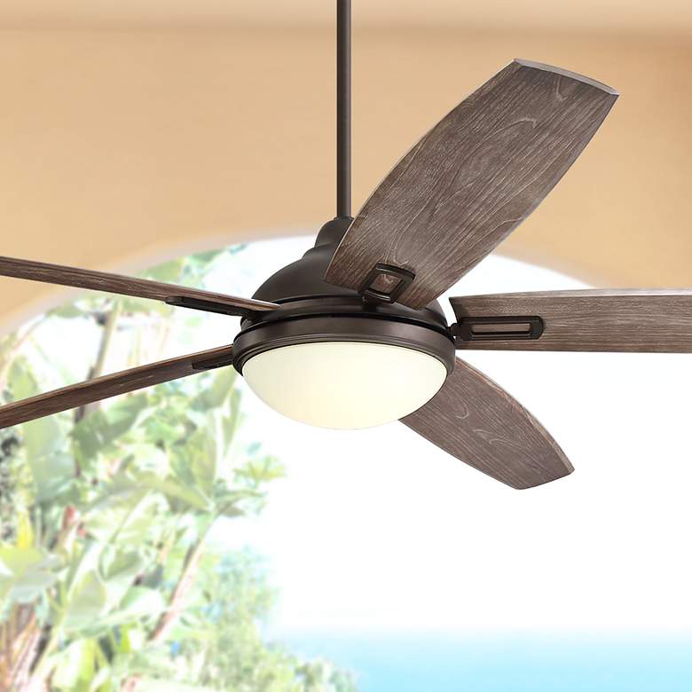 Image 1 72 inch Casa Domain Bronze Wet Location LED Large Ceiling Fan with Remote
