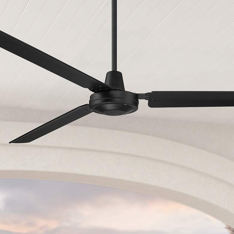 72&quot; Casa Velocity Matte Black Damp Large Modern Fan with Wall Control