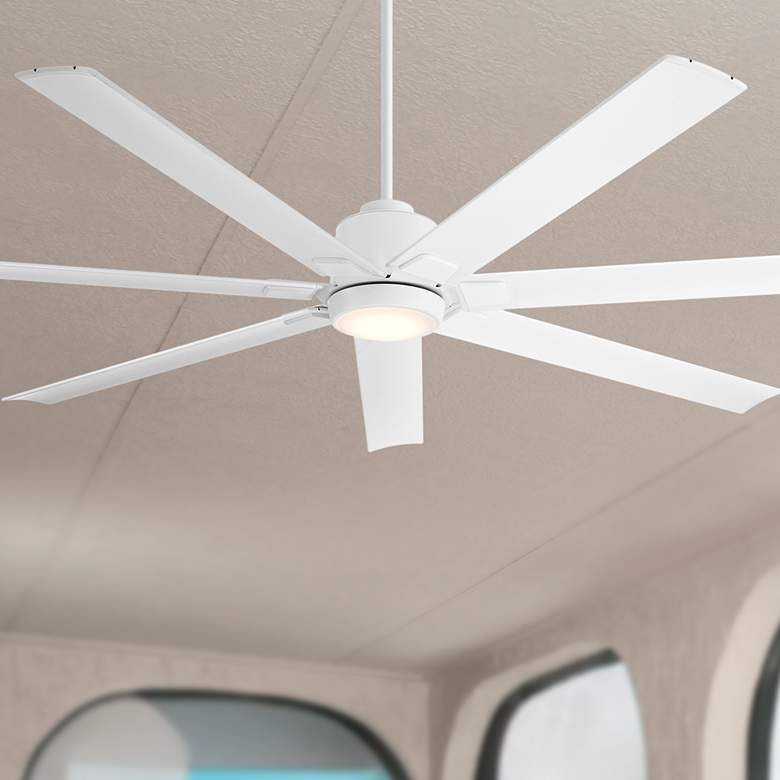 Image 1 72" Casa Vieja Airbender Matte White LED Ceiling Fan with Remote